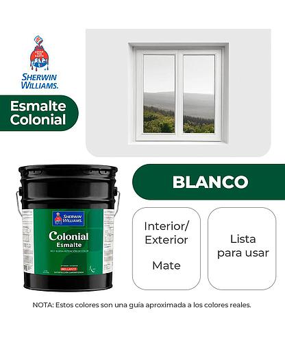 COLONIAL STYLE INT. Y EXT. MATE ESMALTE BLANCO CUBETA SHERWIN B82WSA6-5