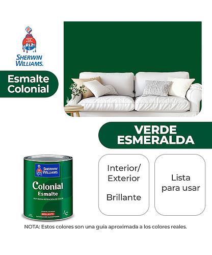 COLONIAL STYLE INT. Y EXT. BRILLO ESMALTE VERDE ESMERALDA 1/4 SHERWIN B82GSA13-1/4