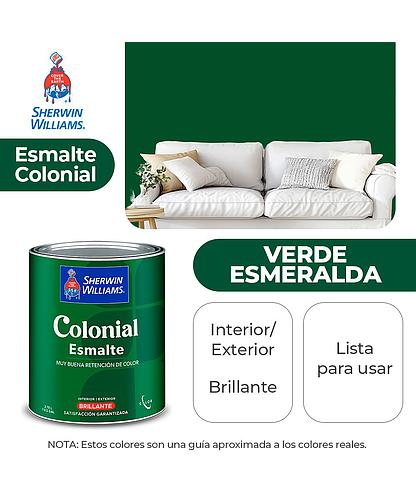 COLONIAL STYLE INT. Y EXT. BRILLO ESMALTE VERDE ESMERALDA GALON SHERWIN B82GSA13-1