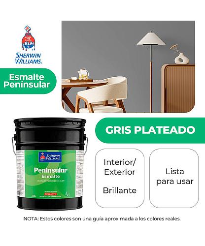 PENINSULAR INT. Y EXT. BRILLO ESMALTE GRIS PLATEADO CUBETA SHERWIN K58ASA5-5