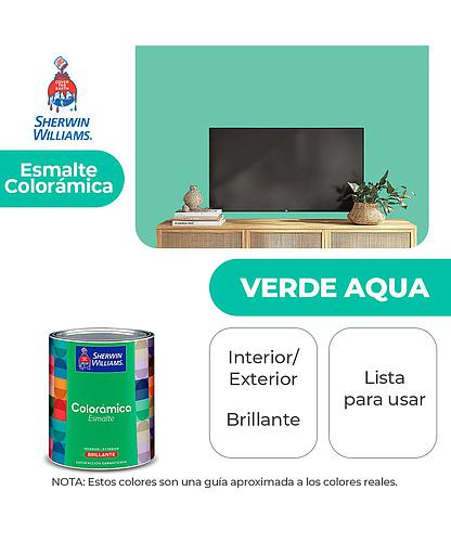 COLORAMICA INT./EXT. BRILLO ESMALTE VERDE AQUA 1/4 SHERWIN Y82GSA2-1/4