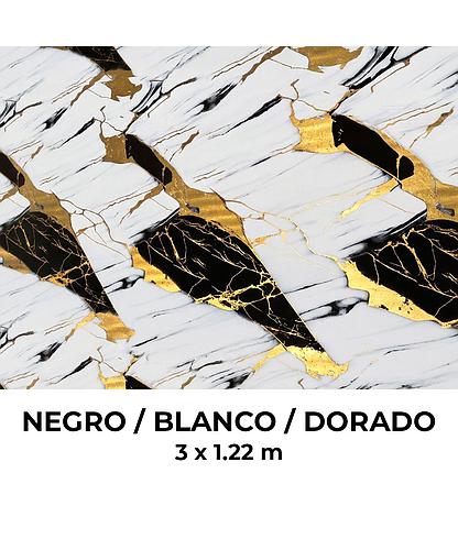 PANEL VINILICO CON ADHESIVO NEGRO/BLANCO/DORADO 3MTSX1.22MTS HP1000-3