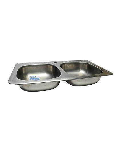 FREGADERO ACERO INOX 2 DEP. 33X19X6 PULG P-11184