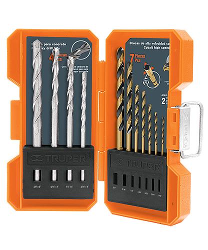 KIT DE 11 BROCAS ALTA VEL. METAL Y CONCRETO C/ESTUCHE TRUPER 11335