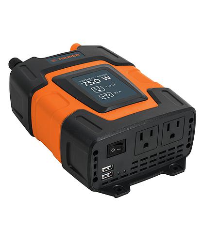 CONVERTIDOR DE CORRIENTE DE 12V A 120V C/ 2 PUERTO USB 750W TRUPER 10490