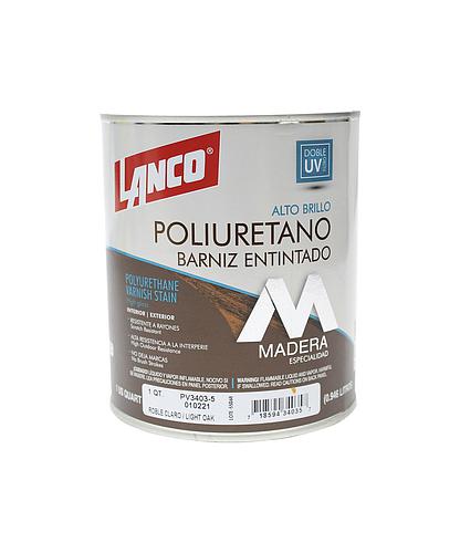 BARNIZ POLIURETANO C/TINTE COLOR ROBLE CLARO 1/4 LANCO PV3403-5