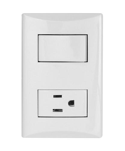 INTERRUPTOR PLATA C/TOMA C/PLACA 2403 BLANCO 1006W