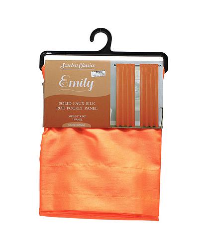 CORTINA P/SALA T/SEDA 55X90PULG NARANJA NEON EMELY SCR-1665-NEORA