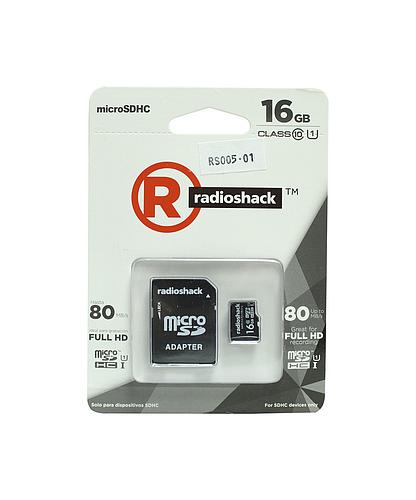 MEMORIA MICRO SD CLASE 10 C/ADAPTADOR 16GB RADIOSHACK 4401117