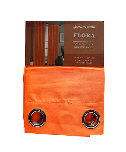 CORTINA P/SALA 55X90 PULG NARANJA NEON COL. FLORA SCR-1591-NEORA