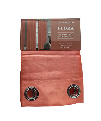 CORTINA P/SALA 55X90 PULG CORAL COL. FLORA SCR-1552-COR2