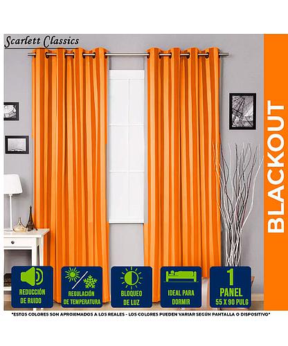 CORTINA P/SALA BLACKOUT AMANDA 55 X 90 PULG NARANJA NV-970