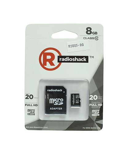 MEMORIA MICRO SD CLASE 10 C/ADAPTADOR 8GB RADIOSHACK 4401122