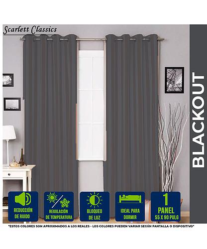 CORTINA P/SALA BLACKOUT AMANDA 55 X 90 PULG GRIS OSC. NV-971