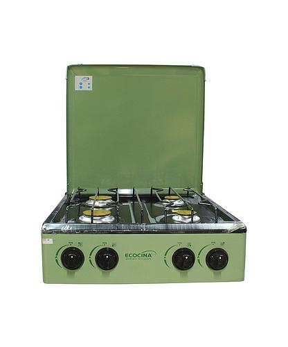 COCINA DE MESA C/TAPADERA GAS 4Q VERDE ECOCINA