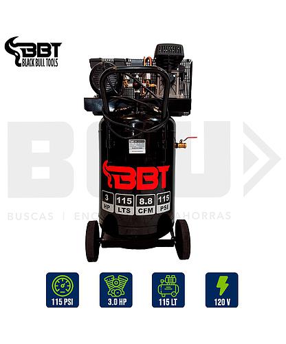 COMPRESOR TECNO CYCLONE VERTICAL 115LTS. 3HP 115PSI 110V 8.8CFM BBT ZA55-115