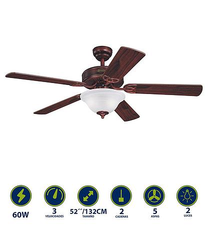 VENTILADOR VINTAGE 52 PULG 78314 BRONCE RUSTICO