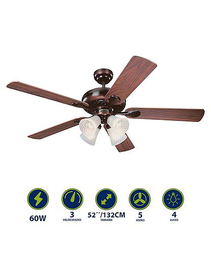 VENTILADOR SWIRL 52 PULG RUSTIC BRONZE 78568