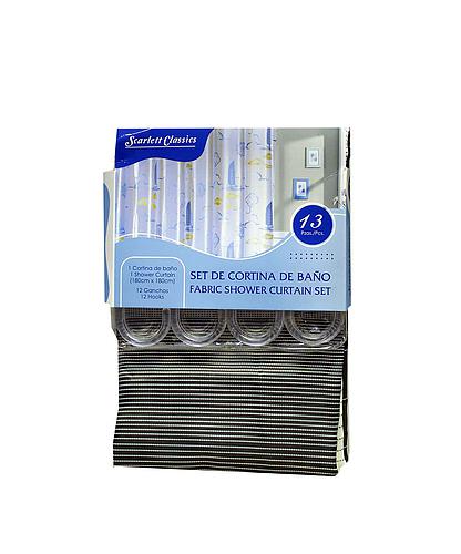 CORTINA PARA BAÑO CON GANCHOS 180X180CM NV-826