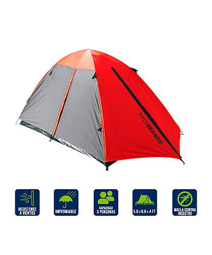 TIENDA CAMPAÑA 3P TOURIST DOME TENT GRIS/ROJO 1001103-610